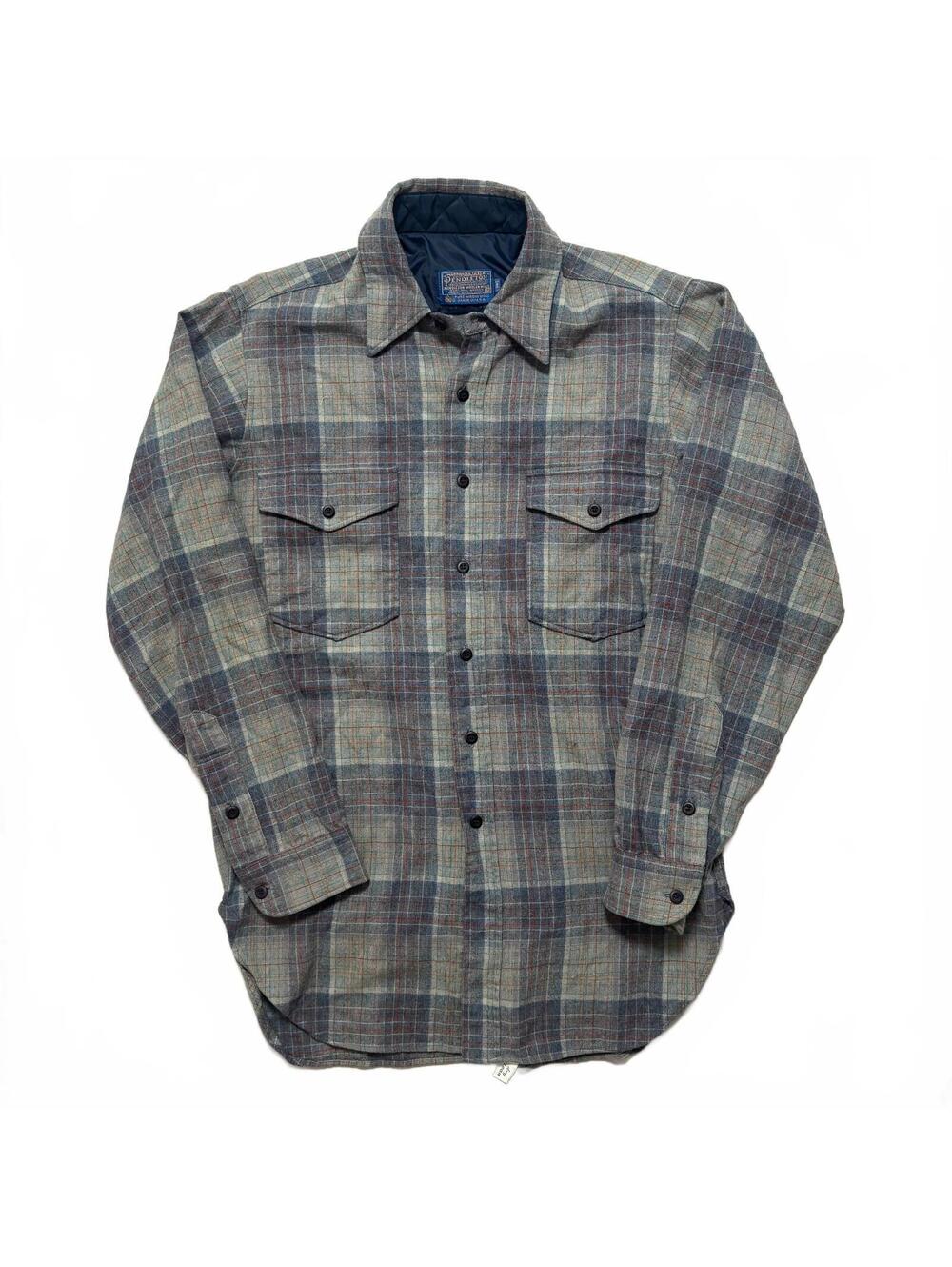 VTG 90's Pendleton Plaid Quilt Lined Wool Button Up Shirt Jacket Men's M Gray